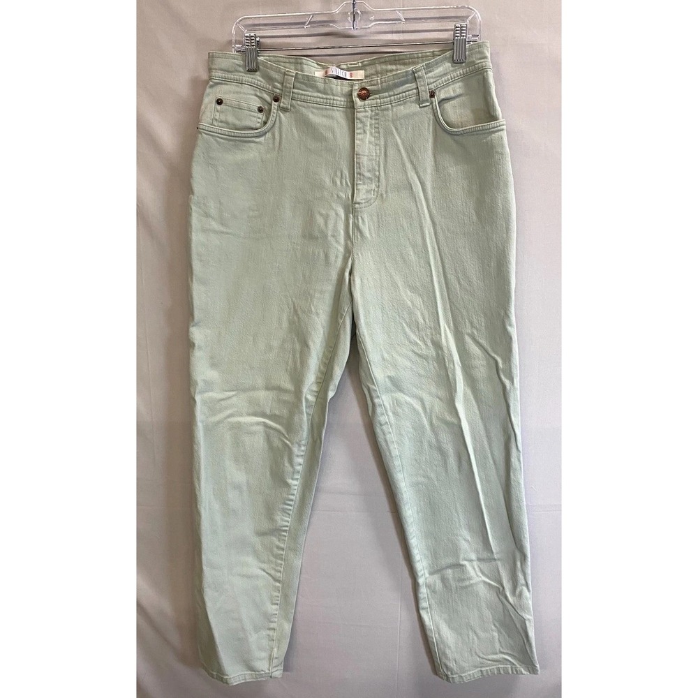 Vintage Bill Blass Jeanswear Pants Womens 12P Sage Green Cotton Comfort Stretch